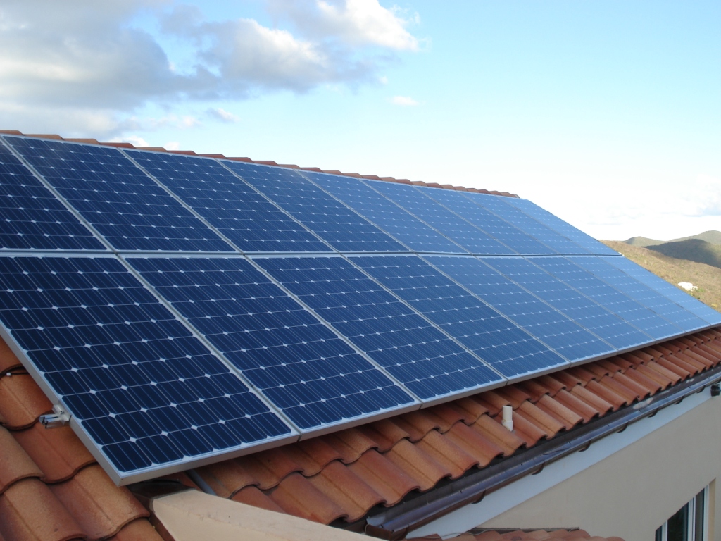 solar panels on a roof